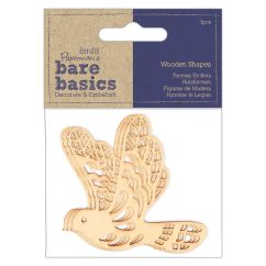 Forme decorative din lemn - pasari, 3 buc/set, natur, Bare Basics Papermania