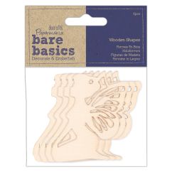 Forme decorative din lemn - zane, 6 buc/set, natur, Bare Basics Papermania
