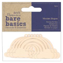 Forme decorative din lemn - curcubeu, 6 buc/set, natur, Bare Basics Papermania