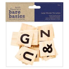 Forme decorative din lemn - litere/semne de punctuatie, 40x40mm, 32 buc/set, natur, Bare Basics Papermania