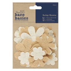 Flori din panza, diferite modele si dimensiuni, 40 buc/set, maro/crem, Bare Basics Papermania