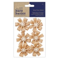 Flori adezive din panza - blossom, 6 buc/set, maro, Bare Basics Papermania