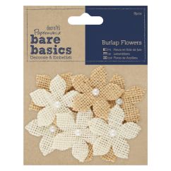 Flori din panza cu perle, 4.3cm, 8 buc/set, maro/crem, Bare Basics Papermania
