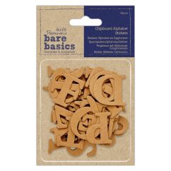 Forme decorative din carton subtire - litere adezive, (H) 3.6cm, 52 buc/set, Bare Basics Papermania