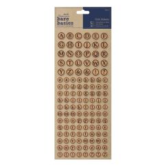 Stickere/abtibilduri din pluta, cercuri cu litere, 126 buc/set, Bare Basics Papermania