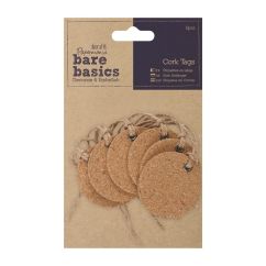 Etichete din pluta, cercuri, cu agatatoare, Ø 4.5cm, 6 buc/set, Bare Basics Papermania