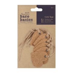 Etichete din pluta, inimi, cu agatatoare, 4cm, 6 buc/set, Bare Basics Papermania