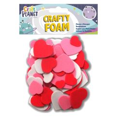 Forme din spuma - inimi, 75 buc/set, diferite dimensiuni, alb/roz/rosu, Craft Planet