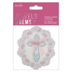 Decoratiune topper - cruce florala, Jewels&Gems