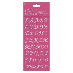 Stickere/abtibilduri, litere italice din perle, 40 litere/sticker, Jewels&Gems