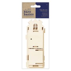 Forme decorative din lemn 3D - casa inalta, 70cm(l)x5.8cm(A)x16cm(H), natur, Bare Basics Papermania