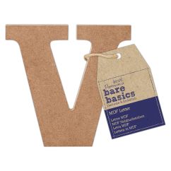 Forme decorative din MDF - litera V, (H) 10cm, grosime 9mm, maro, Bare Basics Papermania