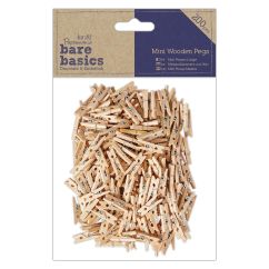 Mini carlige decorative din lemn, 2.5cm, 200 buc/set, natur, Bare Basics Papermania