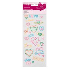 Stickere/abtibilduri neon cu sclipici, Love, Papermania