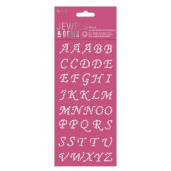 Stickere/abtibilduri, litere italice din perle, 40 litere/sticker, Jewels&Gems