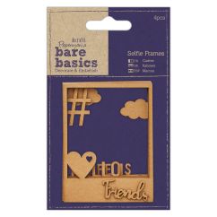 Rame selfie din lemn, adezive - friendship, 62x82mm, 4 modele/set, Bare Basics Papermania