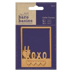 Rame selfie din lemn, adezive - love, 62x82mm, 4 modele/set, Bare Basics Papermania