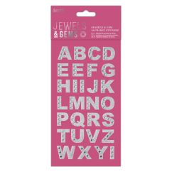 Stickere/abtibilduri, litere cu sclipici si strasuri, 28 litere/sticker, Jewels&Gems