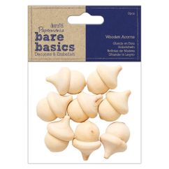 Forme decorative din lemn - ghinde, 8 buc/set, natur, Bare Basics Papermania