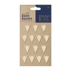 Forme decorative din lemn - mini steaguri adezive, 14 buc/set, natur, Bare Basics Papermania