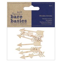 Forme decorative din lemn - sageti, 60mm, 12 buc/set, natur, Bare Basics Papermania