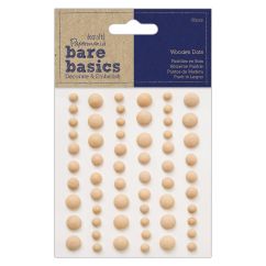 Puncte adezive din lemn, Ø 0.6/0.8/1.0cm, 60 buc/set, natur, Bare Basics Papermania