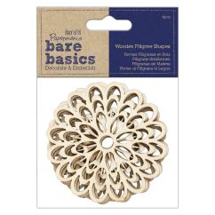 Forme decorative din lemn - floare filigran, 4 buc/set, natur, Bare Basics Papermania