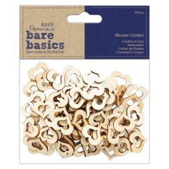 Forme decorative din lemn - inimi confetti, 100 buc/set, natur, Bare Basics Papermania