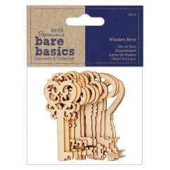 Forme decorative din lemn - chei, 75mm, 12 buc/set, natur, Bare Basics Papermania