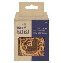 Forme decorative din lemn - rame, diferite modele si dimensiuni, 10 buc/set, maro, Bare Basics Papermania