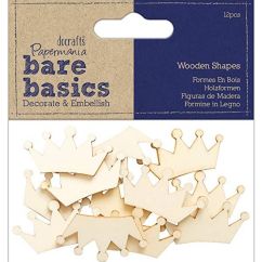 Forme decorative din lemn - coroane, 12 buc/set, natur, Bare Basics Papermania