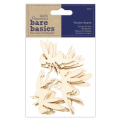 Forme decorative din lemn - zane, 12 buc/set, natur, Bare Basics Papermania