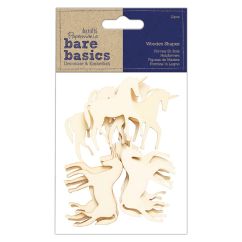Forme decorative din lemn - unicorni, 12 buc/set, natur, Bare Basics Papermania