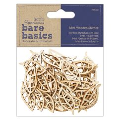 Forme decorative din lemn - frunze, 40 buc/set, natur, Bare Basics Papermania
