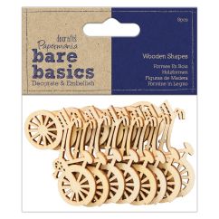 Forme decorative din lemn - biciclete, 8 buc/set, natur, Bare Basics Papermania
