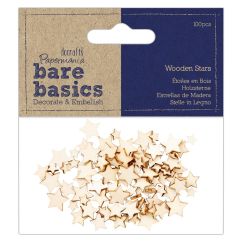 Forme decorative din lemn - stele, diferite dimensiuni, 100 buc/set, Bare Basics Papermania