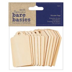 Forme decorative din lemn - etichete, 2 modele, 35x65mm, 12 buc/set, natur, Bare Basics Papermania