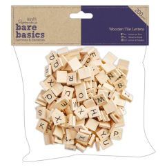 Forme decorative din lemn - litere, 15x15mm, 200 buc/set, natur, Bare Basics Papermania