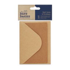 Carduri carton si plicuri 7x10.5cm, 3 buc/set, maro, Bare Basics Papermania