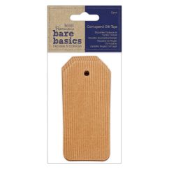 Etichete din carton ondulat, 5x10.8cm, 12 buc/set, maro, Bare Basics Papermania