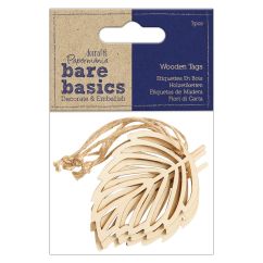 Etichete din lemn, frunze, cu agatatoare, 3 buc/set, natur, Bare Basics Papermania