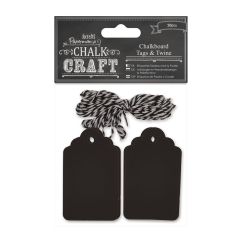 Etichete tabla de scris, 7.5x4.5cm, cu snur alb/negru, 20 buc/set, Chalk Craft Papermania