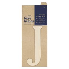Forme decorative din lemn - litere adezive, litera J, (H) 10cm, natur, Bare Basics Papermania