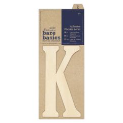 Forme decorative din lemn - litere adezive, litera K, (H) 10cm, natur, Bare Basics Papermania