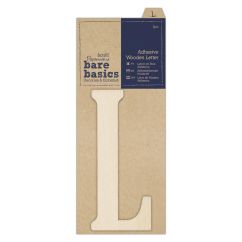 Forme decorative din lemn - litere adezive, litera L, (H) 10cm, natur, Bare Basics Papermania