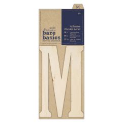Forme decorative din lemn - litere adezive, litera M, (H) 10cm, natur, Bare Basics Papermania