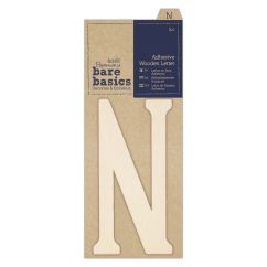 Forme decorative din lemn - litere adezive, litera N, (H) 10cm, natur, Bare Basics Papermania