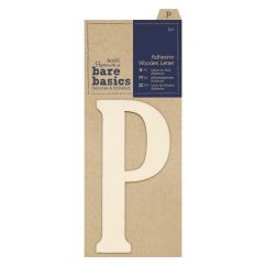 Forme decorative din lemn - litere adezive, litera P, (H) 10cm, natur, Bare Basics Papermania
