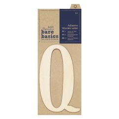 Forme decorative din lemn - litere adezive, litera Q, (H) 10cm, natur, Bare Basics Papermania
