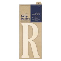 Forme decorative din lemn - litere adezive, litera R, (H) 10cm, natur, Bare Basics Papermania